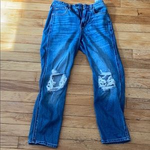 ripped blue mom jeans